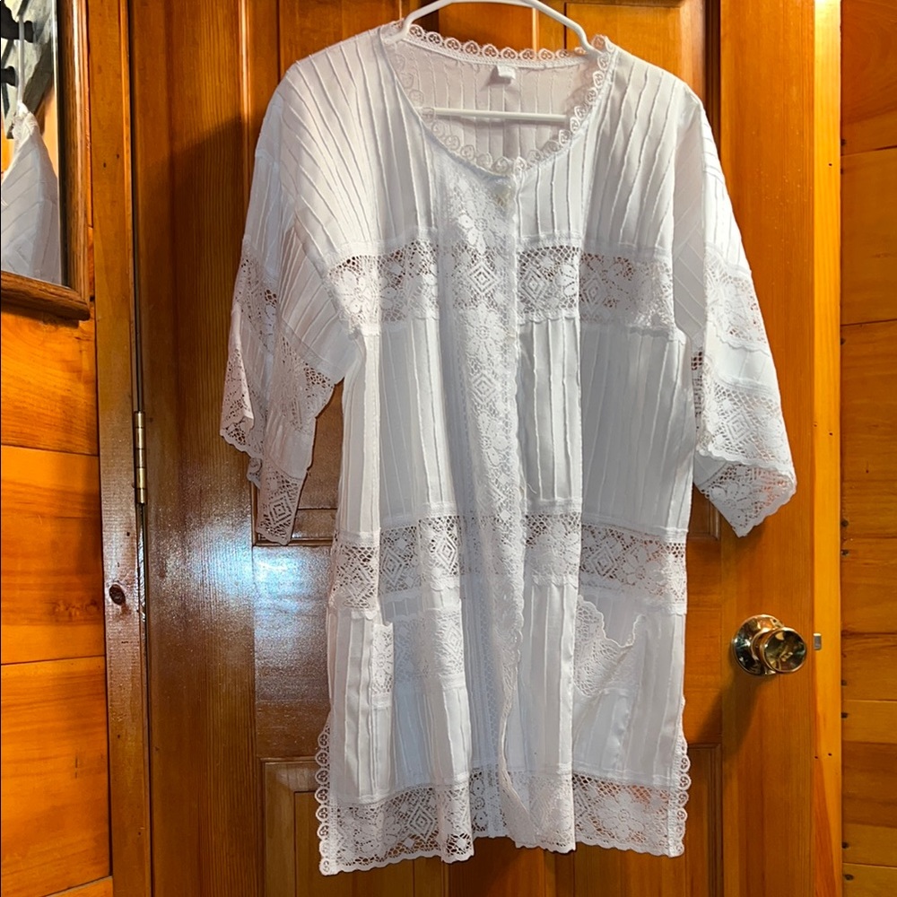 White Lace Tunic Top